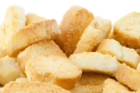 Beautiful background of croutons of bread Stock Photos