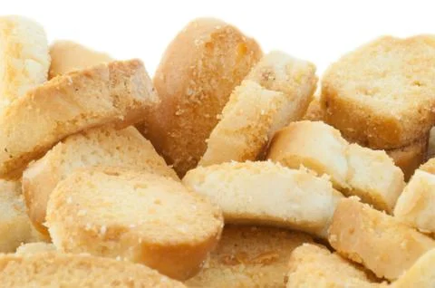 Beautiful background of croutons of bread Stock Photos