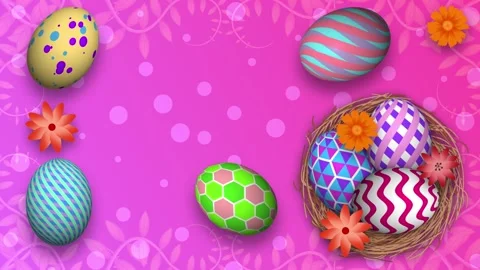 Beautiful background of decorated eggs on pink and purple colour gradient b.. Stock Footage 268470340