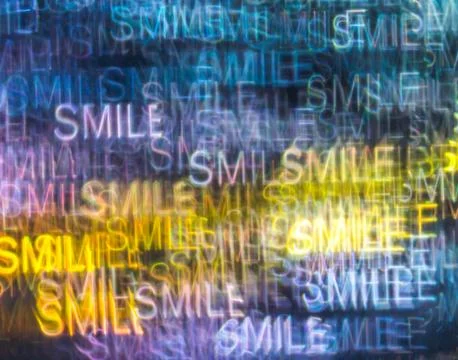 Beautiful background with different colored word smile, abstract background Stock Photos