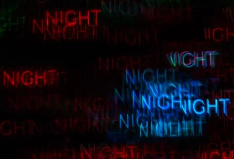 Beautiful background with different colored word night, abstract background Stock Photos