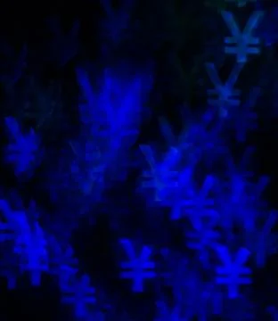 Beautiful background with different colored yen , abstract background, yen Stock Photos