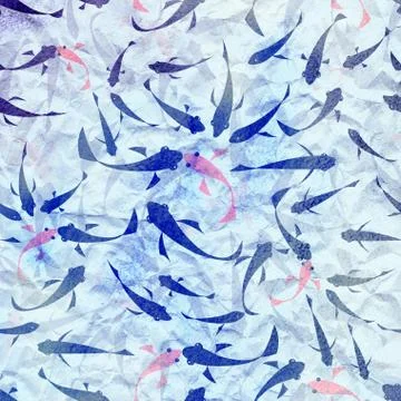 Beautiful background with fish Stock Illustration