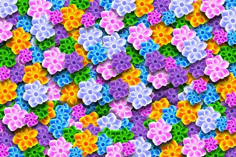 Beautiful background of many bright multi-colored flowers. Stock Illustration