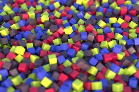 Beautiful background of many colored cubes with blurring at the edges. Stock Illustration