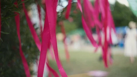 Beautiful background. Nature. The wind weakly colored ribbons. Calm and Stock Footage 79682896