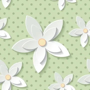 Beautiful background pattern green with white flower. Rasterized copy. Stock Illustration