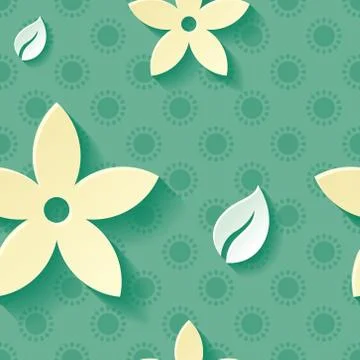 Beautiful background pattern green with yellow flower. Rasterized copy. Stock Illustration