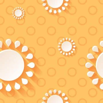 Beautiful background pattern orange with white blossoming sun. Rasterized cop Stock Illustration