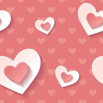 Beautiful background pattern red with white blossoming hearts. Rasterized cop Stock Illustration