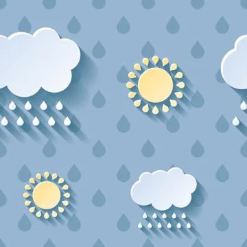 Beautiful background pattern with yellow sun and white cloud. Rasterized copy Stock Illustration