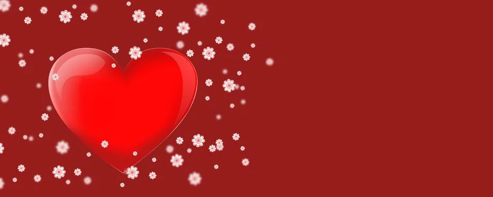 Beautiful background for postcards and graphic works. Pink flowers and a red  Stock Illustration