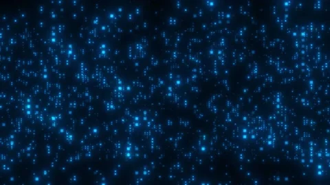 Beautiful background splash of blue neon squares on a black background Stock Footage 154185601