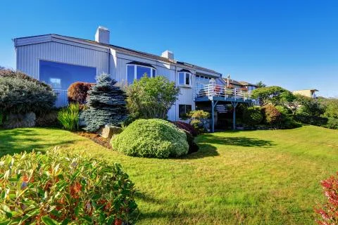 Beautiful backyard landscape design Stock Photos