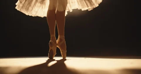Beautiful ballet choreographer having a performance on theatre stage, dancing Stock Footage