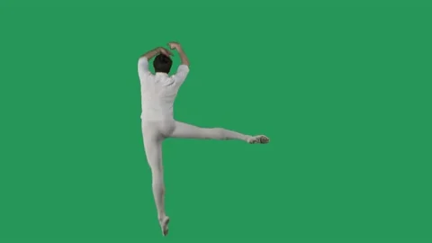 Beautiful ballet dancer on green screen. Elegant dance element from classical Stock Footage 152305637