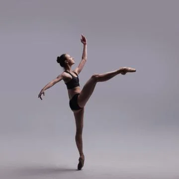 Beautiful Ballet Dancer Posing On Pointes. Stock Photos