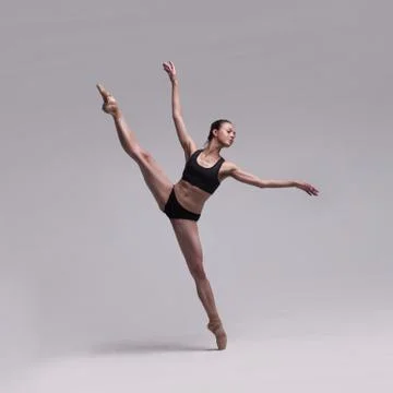 Beautiful Ballet Dancer Posing On Pointes. Stock Photos