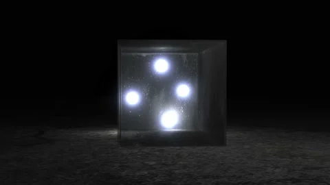 Beautiful balls with illuminating light Bouncing in a transparent glass box Stock Footage 141527744