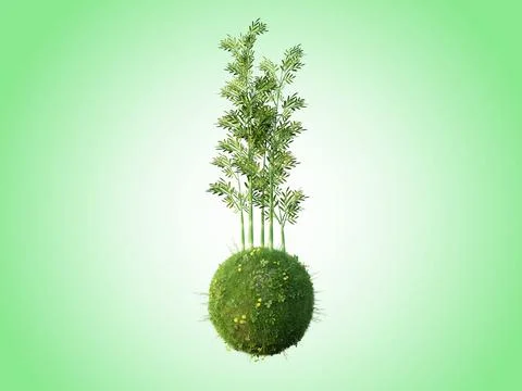 Beautiful bamboo isolated conceptual mini floating globe with diversity in na Stock Photos