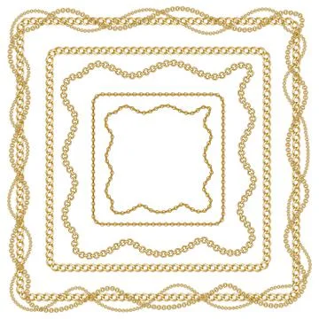 Beautiful baroque striped pattern illustration with golden ribbons and chains. A Stock Illustration