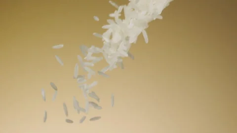 Beautiful basmati rice falling in slow motion Stock Footage 150979502