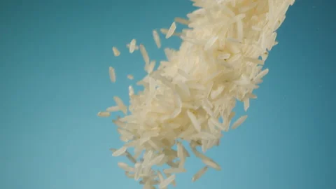 Beautiful basmati rice falling in slow motion Stock Footage 151040846