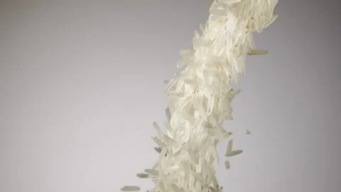 Beautiful basmati rice falling in slow motion Stock Footage 151042492