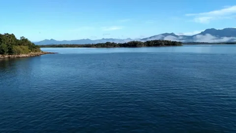 Beautiful bay with fog. Atlantic forest . South Brazil. South America. Video stock 166320774
