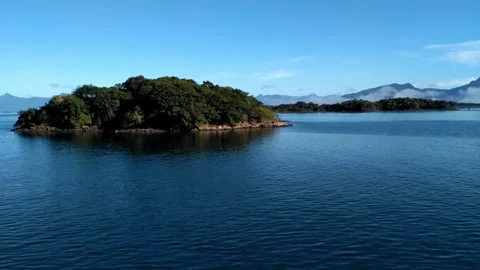 Beautiful bay with island. Atlantic forest . South Brazil. South America. Video stock 166320494