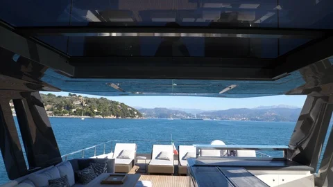 Beautiful bay seen from the upper deck of a yacht. Video stock 88272936