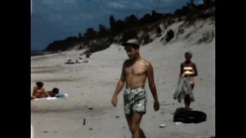 Beautiful on the Beach 1950 Stock Footage 106098619