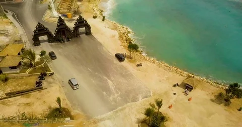 Beautiful beach aerial view at 4 to video, tourists relax on the beach Stock Footage 103986491