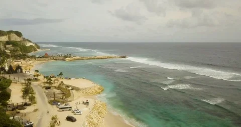 Beautiful beach aerial view at 4 to video, tourists relax on the beach Stock Footage 103986712