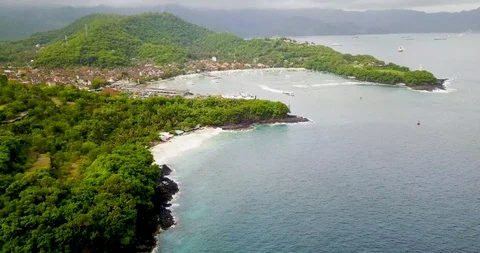 Beautiful beach aerial view in 4k video, white beach in bali Stock Footage 103986080