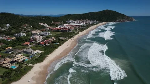 Beautiful beach aerial view, drone flying over a beautiful beach, Florianópolis Stock Footage 229851812