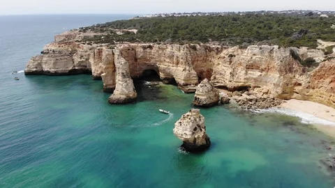 Beautiful Beach in Algarve Stock Footage 121054570