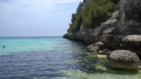 Beautiful beach and rocks Stock Footage 128348922