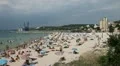 Beautiful Beach in Balchik, Bulgaria, Crowded Shoreline in Summer, time lapse HD Footage