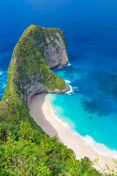 Beautiful beach in Bali. Kelingking, Nusa Penida, Bali, Indonesia. Stock Photos