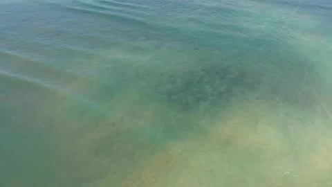 Beautiful beach to blue ocean view till up aerial shot Stock Footage 194111163