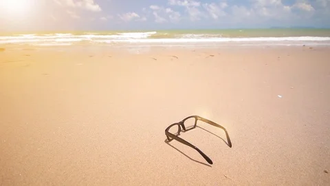 Beautiful beach with blue sky Stock Footage 82726716