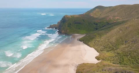 Beautiful beach at Cape Maria van Diemen, northland, New Zealand Stock Footage 264467503
