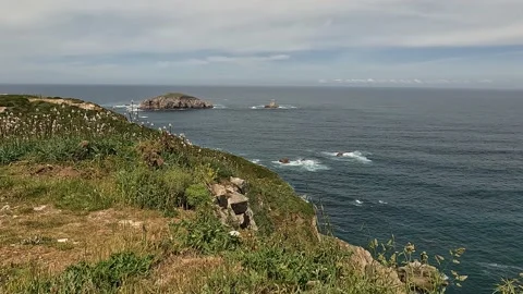 Beautiful beach with cliffs in the north of Spain. Cantabrian sea Stock Footage 205552492