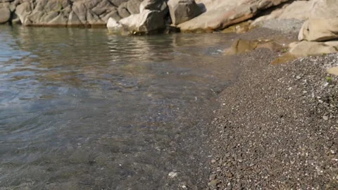 Beautiful beach close up. many large stones on the beach. beautiful landscape Stock-Footage 149092387