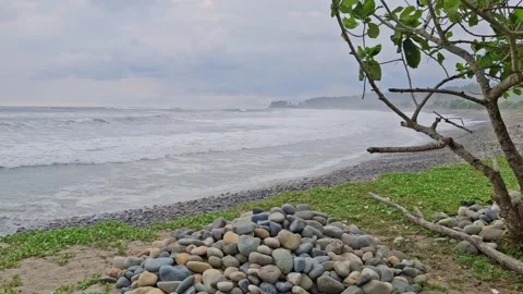 A beautiful beach with dramatic cloud and wind Stock Footage 287004047