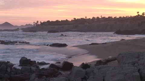 Beautiful Beach At Dusk Stock Footage 1014451