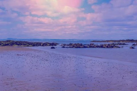 Beautiful beach in the evening Stock Photos
