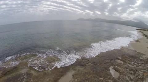 Beautiful Beach Flyover in Son Sera de Marina  - Aerial Flight, Mallorca Stock Footage 38676264