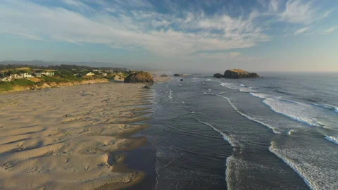 Beautiful beach with gentle waves at Face Rock Oregon Stock Footage 152606274